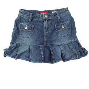 Vintage Denim Mini Skirt Flutter Bubble Womens Size 3 Ruffle UnionBay Y2K 90s